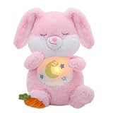 Edencomer Schlummer Kuscheltier - Schlummer Hasen Mit Simuliertem Atem, Musik Und Licht, Atmendes Kuscheltier Schlummerotter Für Mädchen Und Jungen, Ostern Geschenke Kinder(Rosa Hasen)