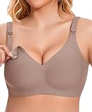 QooNoo Still BH Ohne Bügel Schwangerschafts BH Damen Stillen BHS Große Brüste Baumwolle Schlaf Still-BHS(Grau,XL)