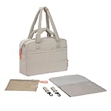 LÄSSIG Baby Wickeltasche mit Tragegriff und Wickelunterlage, Kinderwagenbefestigung, wasserabweisend/GRE Everyday Bag beige