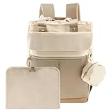 Baby Wickelrucksack mit Isolierte Flaschentasche Schnullerbox Waschbare Wickelunterlage Kinderwagenhaken Wickeltasche Rucksack Nylon Tragbarer Wickelrucksack Groß zum Einkaufen Reisen (Braun)