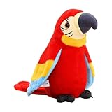 MAGIC SELECT Sprechender Plüschpapagei, der Geräusche und Lieder in verschiedenen Sprachen wiederholt. Interaktives Spielzeug, Geschenk für Kinder und Babys. USB-Akku.