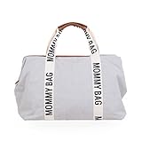 Childhome, Mommy Bag, Wickeltasche, Kliniktasche, Reisetasche, großes Fassungsvermögen, Wickelauflage, verstellbarer Schultergurt, unterteilt, Isoliertasche, Durchgang für Koffer, Altweiss, Signature