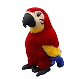 champracer Plüschvogel Papagei Kinder's Weiches Kuscheliges Plüschtier für Kinder 30cm Länge Blau Gelber Ara Papagei Parrot Plüsch Spielzeug für Kinder Mädchen Jungen (30 cm,Rot)