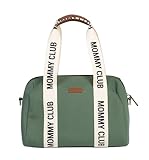 CHILDHOME, Baby Wickeltasche, Mommy Bag, Inklusive Wickelunterlage, Viele Fächer, Kinderwagenbefestigung, Schultergurt, Baumwolle, 22L, Mommy Club Signature, Grün