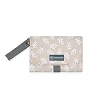 emma & noah Wickelunterlage für Unterwegs, 82x52 cm (gefaltet 25x18 cm), Abwaschbar, Wickeltasche mit Windeltasche für den Kinderwagen, Organizer für Windeln und Feuchttücher (Floral Sand)