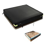 Sandkasten Abdeckung 600D Oxford-Stoff PVC-Beschichtung Wasserdicht Regenfest Anti UV Sandkastenabdeckung GardenMöbel Sandkästen Abdeckplane Mit Kordelzug und Schnappband (Schwarz, 120x120x20cm)