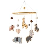 Handgemachtes Mobile Baby mit Filzkugeln und Tieren, Mobile Waldtiere Mobile Tiere Baby, Baby Mobile für Bett, Mobile Baby Windspiele, Mobile Baby Hölz Babybett für Babys, Jungen und Mädchen