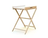 AT4 - ESSENTIEL klappbarer Wickeltisch Lackierte Buche | Offene Maße (L x B x H): 78 x 58 x 90,5 cm | Maße zusammengeklappt (L x B x H): 58 x 11,5 x 111,5 cm | PVC-Matratze im Lieferumfang enthalten