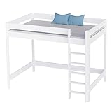 KidsComfort Hochbett Kinder Hugo 160x80 cm weiß I Kinderbett Kinderhochbett mit Treppe aus Holz I Hochbett für Kinderzimmer I Loft Bed ohne Matratze