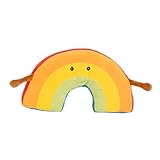 Idena 40257 - Kuschelkissen Regenbogen, kuscheliges Dekokissen mit Armen und Gesicht, Kuscheltier für Babys & Kinder, ca. 47 cm, sortierte Varianten