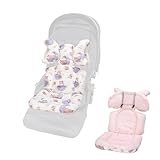 LAT Universal Sitzauflage für Buggy, Atmungsaktive Sitzeinlage für Kinderwagen, Reversibel Baby Sitzauflage für Kinderwagen Universal Einlage für Buggy Kinderwagen Babyschale (Fuchs-Planet)