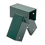 TRIBECCO® Vierkant Schaukelverbinder 90/90mm, 90° (90°, Grün) aus pulverbeschichtetem Stahlblech für Gartenschaukel, stabile Dreieck-A-Form, mit Montageöffnungen Ø 10 mm