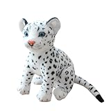 AQCQDQ 23cm Plüschtier Schneeleopard,Realistische Löwe Tiger Schwarzer Panther Schneeleopard Plüschtier,Leopard Kuscheltier Gepard Klein Süßes Kawaii Stofftier,für Kinder Jungen Mädchen (23 cm,weiß)