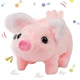Hopearl Laufendes Schweinchen Haustier Interaktiv Kriechend Ferkel Elektronisches Plüsch Spielzeug Schwein Grunz Zuckende Nase Schwanz Wedeln Animiert Geschenke für Kleinkinder Geburtstag, Rosa, 20 cm