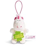 NICI 44985 Anhänger Einhorn Theodor mit Spruch GLÜCKSEINHORN 8cm mit Loop, weiß/pink