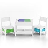 Baby Vivo Kindersitzgruppe Kindertischgruppe Kindermöbel Kinderzimmer Set mit multifunktionalem Tisch und 2 Stühlen aus Holz - Moritz