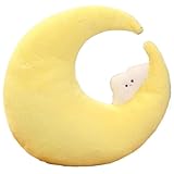 Mond Plüsch Kissen, Weiches Kuscheltier Mondform Dekokissen Mit Stern Kaninchen Wolken Plüschtier Kissen Zum Schlafen Ausruhen Spielen(Cloud,45cm/17.7in)