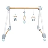 roba Baby Spielbogen aus Holz - Anhänger Set miffy® mit Hasen Motiv - Activity Center ab 3 Monaten - Montessori Spielzeug - Grau / Blau