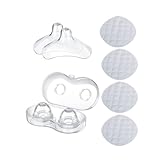 DHWEKU Contact Brusthütchen-2 stillhütchen Brustwarzenschützer,BPA-frei,aus ultradünnem,weichem Silikon,Mit 4 waschbaren Stilleinlagen