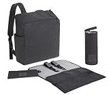 LÄSSIG Baby Wickelrucksack Wickeltasche mit Zubheör veganes Leder/Tender Backpack anthracite