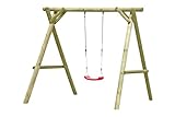 Gartenpirat Classic Kinderschaukel aus Holz Outdoor - Einzelschaukel mit Schaukelsitz 240 x 190 x 220 cm TÜV geprüft