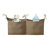 Kinderbett Caddy – Kinderzimmer Betttasche tragbare Wickelbett Veranstalter – Baumwolle mehrere Anwendungen Baby Bettwäsche Organisationstasche mit 2 Taschen für Windel