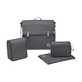 Maxi-cosi modern bag, praktische wickeltasche mit vielen extras, thermobox, wickelunterlage, thermobox, kulturtasche, baby-tasche, windel-tasche, essential graphite (grau)