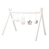 roba Baby-Spielbogen aus Holz nach Montessori - Baby Gym mit Anhänger miffy im Hasen Design - Activity Center & Spieltrapez ab 3 Monaten - Weiß