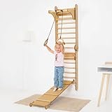 Goodevas Schwedenleiter aus Holz für Kinder - Montessori Kletterwand Indoor Klettergerüst für Kleinkinder - Sprossenwand Kinderzimmer für Kinder Beige