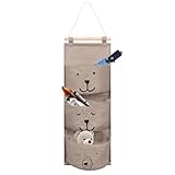 Gaomoeny Wand Hängen Tasche, Wand hängender Aufbewahrungstasche, Badezimmer Hängende Tasche, Faltbare Hängetasche Organizer mit 3 Taschen für Badezimmer Kinderzimmer Schlafzimmer (braun)
