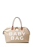 Fume London Baby Wickeltasche, Stilvolle Multifunktionale Kliniktasche für Travel und Mutterschaft, Große Diaper Bag und Wasserdichte Baby Bag für Mama (Beige)