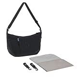 LÄSSIG Baby Wickeltasche zum Umhängen mit Wickelunterlage, Kinderwagenbefestigung, wasserabweisend/GRE Lunua Bum Bag black