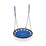 Relaxdays Nestschaukel, runde Hängeschaukel, für Kinder & Erwachsene, verstellbar, draußen, Ø: 80 cm, bis 100 kg, blau