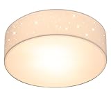 MONZANA® Deckenlampe Sternenhimmel Wohnzimmer Schlafzimmer E27 Weiß Rund 30cm Stoffschirm 1-Flammig 40W Küche Lampe Deckenleuchte Stoffdeckenlampe