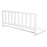 roba Bettschutzgitter 90 cm Länge aus Massivholz, sicherer Rausfallschutz für Babys und Kinder ab 18 Monaten, einfache Montage ohne Bohren, Höhe 38 cm, klappbar mit extra Sicherung, weiss