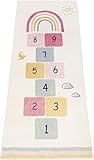 U'Artlines 70x160cm Kinder Hopscotch Teppich Ultraweiche pädagogische Teppiche für Kinder rutschfeste Spielteppiche Rechteckige Kinderteppiche für Schlafzimmer Spielzimmer (Beige)