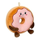 Landahl & Baumann Plüsch Donut 24 cm – Weiches Kawaii Kuscheltier Donut mit Gesicht, Stofftier Deko für Kinder & Erwachsene, Süßes Geschenk fürs Sofa oder Schlafzimmer