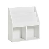 SoBuy Kinder Bücherregal Montessori Regal Kinderzimmer mit 3 Ablagefächern und 2 offenen Fächern Kinderregal für Spielzeug Aufbewahrung Weiß 73x80x30cm KMB01-W