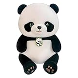 Champracer Süßes Panda Plüschtier - Cartoon Umarmung Spielzeug für Kinder und Erwachsene (Schwarz, 27 cm)