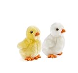 Living Nature AN364 Soft Toy Plüschtier Bauernhofvögel, Hühner und Enten, Weiß/Gelb