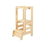 MEOWBABY Lernturm für Baby Kinder Trittschemel Kinderhocker Holzlernstuhl Montessori Küchenhelfer Massivholz Lernturm