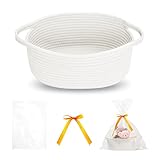 GIDWRIY Baumwollseil Aufbewahrungskorb Geflochten,Aufbewahrungsbox Geflochten Stoff,Geschenkkorb Organizer,Dekokorb Badezimmer,Wickelkommode Körbchen Wickeltisch,Präsentkorb Leer,Storage Basket