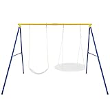 GOPLUS Schaukelgestell Outdoor, Schaukelgerüst aus Metall bis 300kg belastbar, Kinder Schaukelgestell mit Heringen & Karabiner, Gartenschaukel Gestell für Nestschaukel & Netzschaukel (nur Gestell)