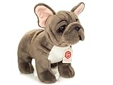 Teddy Hermann 91999 Französische Bulldogge stehend grau 30 cm, Kuscheltier, nachhaltiges Plüschtier mit recycelten Materialien