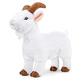 lilizzhoumax Ziege Plüschtier 29cm/11Zoll Stand Simuliertes Tier Kawaii Schaf Kuscheltier Realistische Antilope Spielzeug Wilde Tiere Ostern Geschenk für Kinder Heimdekoration Weiß