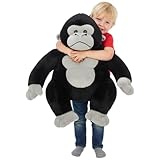 Xiyocadt Niedliches Gorilla Plüschtier Kuscheltier, Weiches Stofftier Kissen für Kinder und Erwachsene, Dekokissen Schlafkissen (Schwarz,25cm)