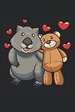 Wombat mit Kuscheltier: Notizbuch LINIERT | Eine lustige Kladde mit Wombat und Plüschtier Motiv