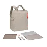 LÄSSIG Baby Wickelrucksack Wickeltasche mit Wickelunterlage, Kinderwagenbefestigung, Netztasche/GRE Conversion Backpack beige