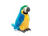 Uni-Toys - Papagei (blau) - 28 cm (Höhe) - Plüsch-Vogel - Plüschtier, Kuscheltier
