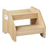 HOOBRO Tritthocker Kinder, 2-stufiger Kinderhocker mit Griffen und Anti-Rutsch-Pads, Kinderschemel für Kinder von 3-8 Jahren, Tragkraft 30 kg, für Kinderzimmer, Wohnzimmer, Küche, Natur ENL28JD01